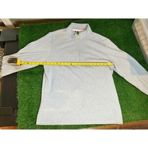 Adidas Primegreen Mens Quarter Zip Pullover Light Blue Heather Golf Top Medium